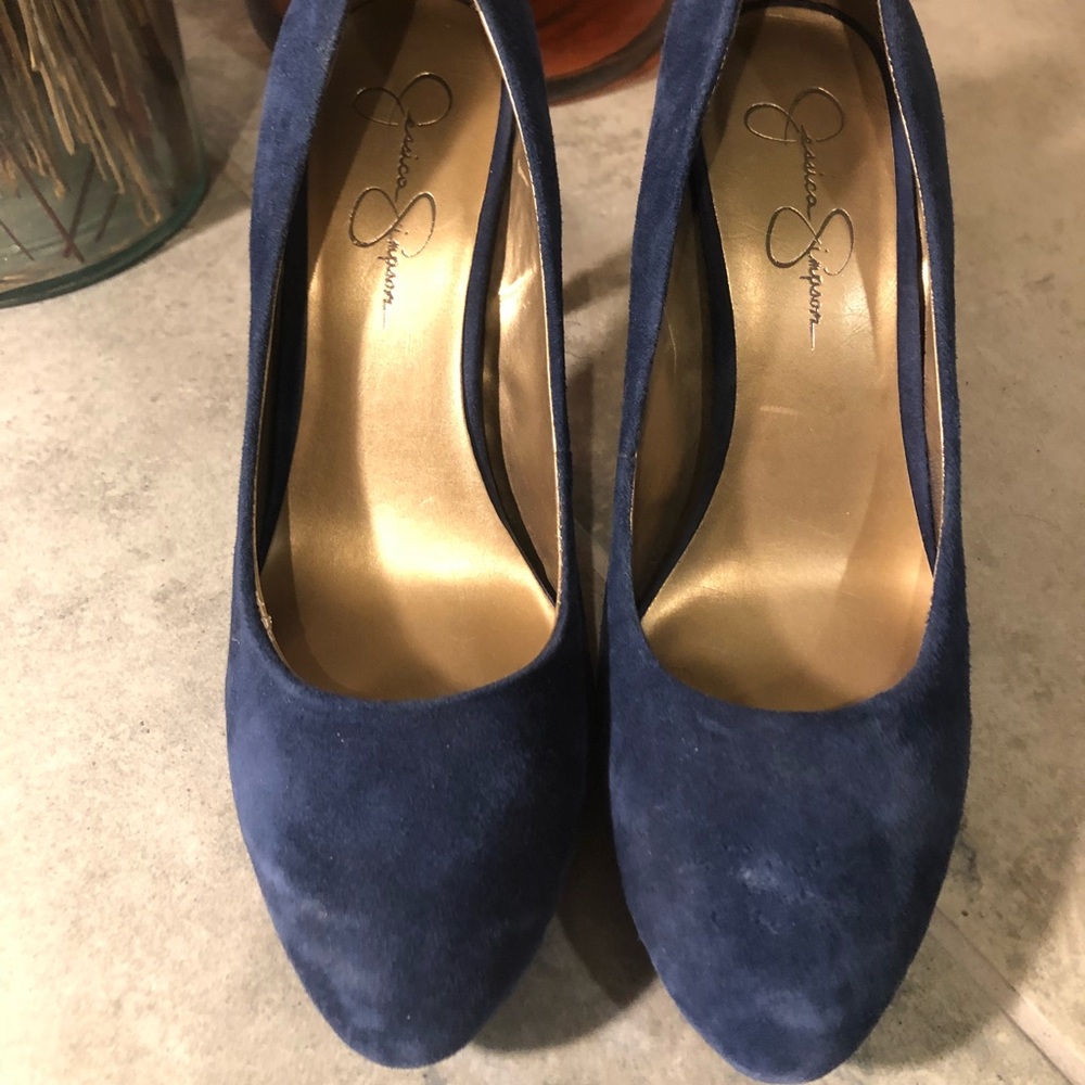Jessica Simpson Dark Blue Suede Heels - Picture 2 of 6